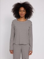 Mazine Damen Longsleeve Striped Rib Jersey black coffee/offwhite