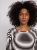 Mazine Damen Longsleeve Striped Rib Jersey black coffee/offwhite