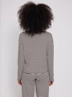 Mazine Damen Longsleeve Striped Rib Jersey black coffee/offwhite