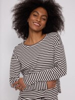 Mazine Damen Longsleeve Striped Rib Jersey black coffee/offwhite