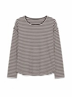 Mazine Damen Longsleeve Striped Rib Jersey black coffee/offwhite