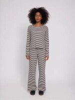 Mazine Damen Longsleeve Striped Rib Jersey black coffee/offwhite