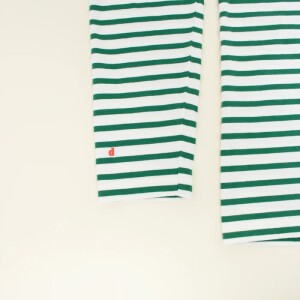 popeia Damen Sweater Langarmshirt Gestreift aus Bio-Baumwolle in grün/off-white