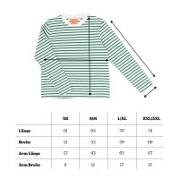 popeia Damen Sweater Langarmshirt Gestreift aus Bio-Baumwolle in grün/off-white
