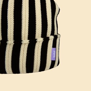 popeia Damen Mütze Special Beanie Merino Schwarz/weiß