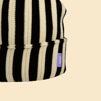 popeia Damen Mütze Special Beanie Merino Schwarz/weiß