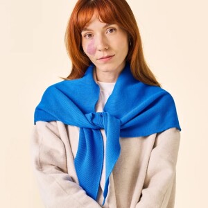 popeia Damen Schal Dreiecks-Schal Merino Königsblau