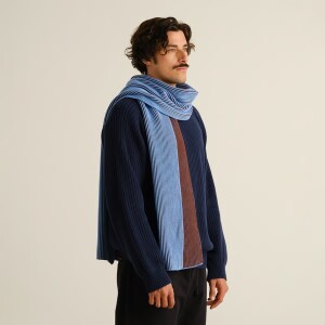 Dedicated Unisex Schal Norrfors Brioche Capuccino Brown/ Cornflower Blue