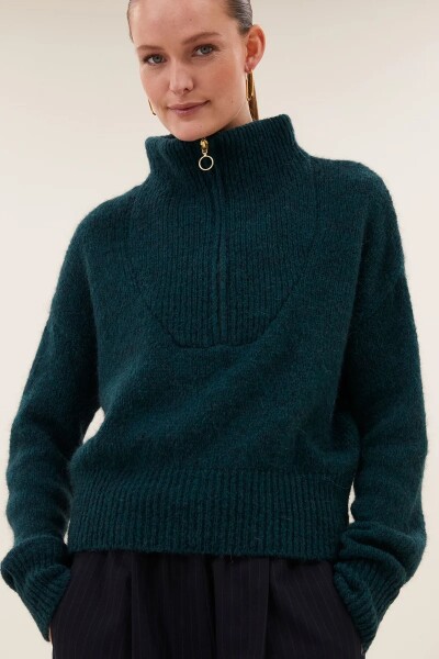 by bar Damen Pullover boxy beau dark green