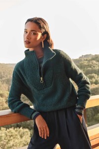by bar Damen Pullover boxy beau dark green