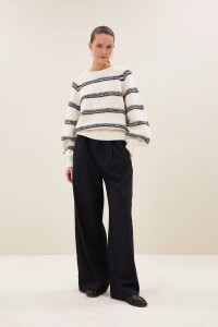 by bar Damen Hose Benji Pine Stripe Dark Pine