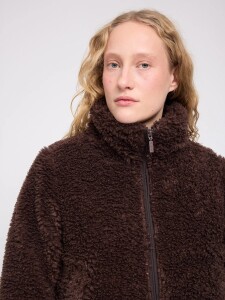 Mazine Damen Jacke Faux-Fur Blouson black coffee