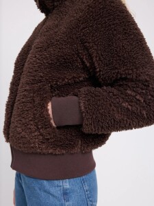 Mazine Damen Jacke Faux-Fur Blouson black coffee