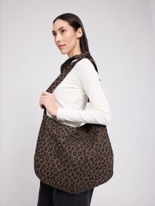 Mazine Tragetasche Printed Denim Shoulder Bag chocolate brown