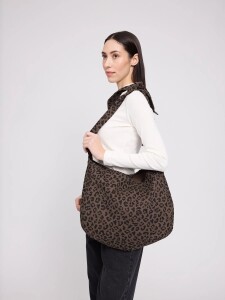 Mazine Tragetasche Printed Denim Shoulder Bag chocolate brown