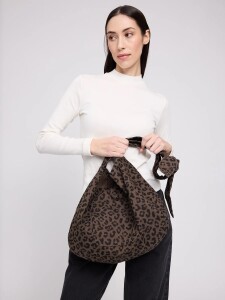 Mazine Tragetasche Printed Denim Shoulder Bag chocolate brown
