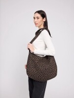 Mazine Tragetasche Printed Denim Shoulder Bag chocolate brown