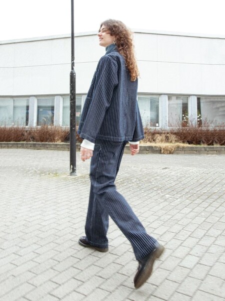 Nudie Jeans Damen Hose Asta Pinstripe Denim