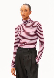 Armedangels Damen Longsleeve Grazilianaa Stripe Moonlit Lilac-Velvet Red