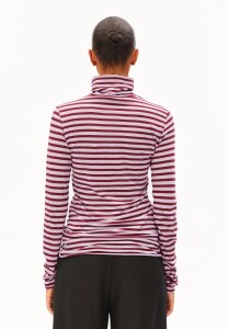 Armedangels Damen Longsleeve Grazilianaa Stripe Moonlit Lilac-Velvet Red