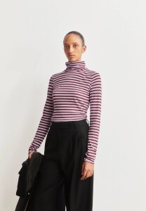 Armedangels Damen Longsleeve Grazilianaa Stripe Moonlit Lilac-Velvet Red