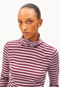 Armedangels Damen Longsleeve Grazilianaa Stripe Moonlit Lilac-Velvet Red