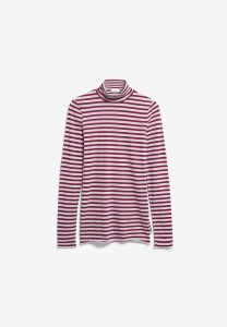 Armedangels Damen Longsleeve Grazilianaa Stripe Moonlit Lilac-Velvet Red