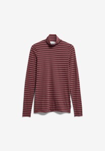 Armedangels Damen Longsleeve Grazilianaa Stripe Claystone-Velvet Ember