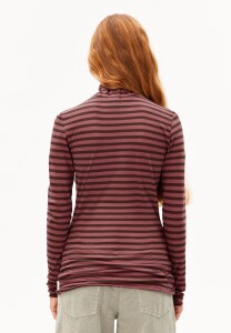 Armedangels Damen Longsleeve Grazilianaa Stripe Claystone-Velvet Ember