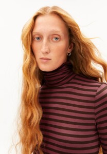 Armedangels Damen Longsleeve Grazilianaa Stripe Claystone-Velvet Ember
