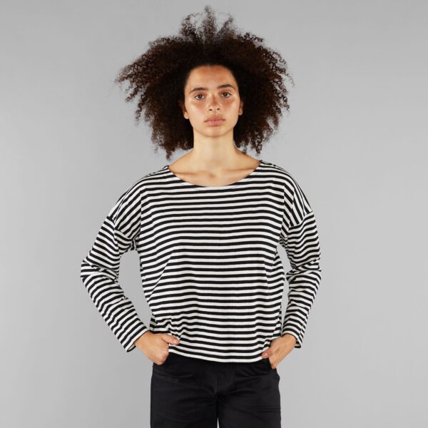 Dedicated Damen Sweatshirt Humledal Stripes Black/Off-White