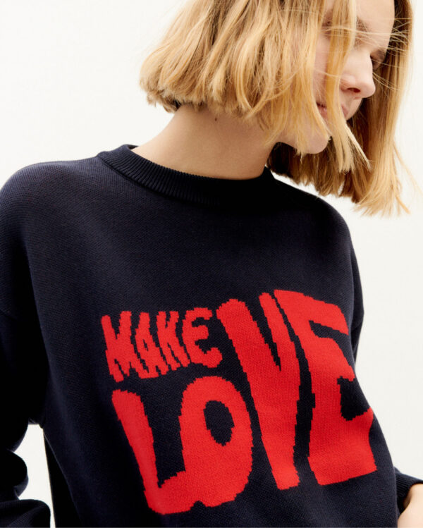 Thinking Mu Damen Pullover Make Love Trash Paloma  knitted