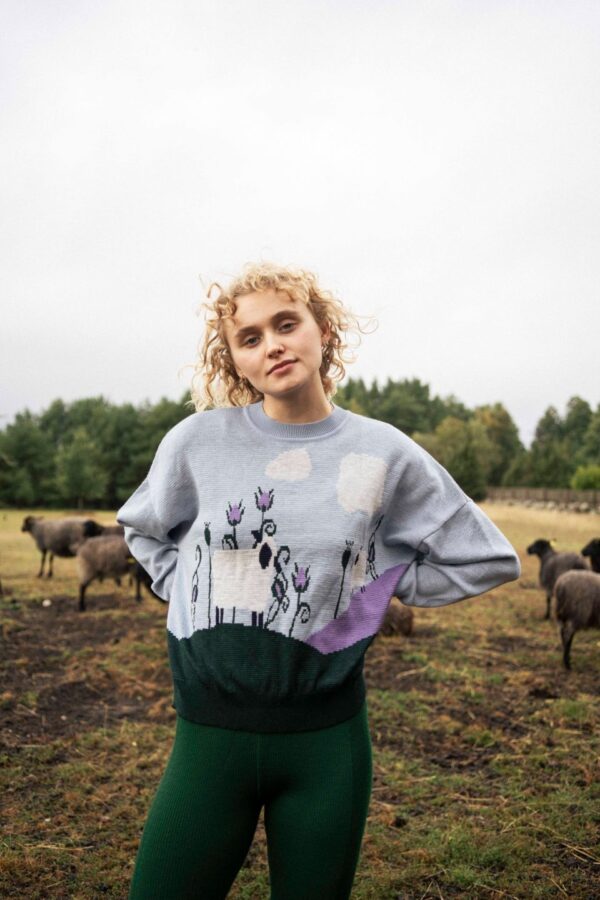 WOOLISH Damen Pullover Happy Sheep Merino multicolor