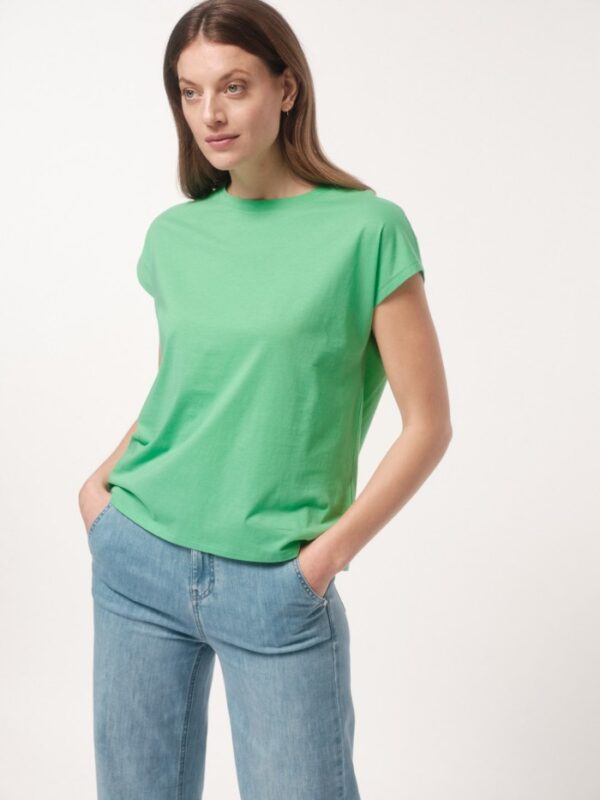 Lanius Damen T-Shirt mit überschnittener Schulter bright jade