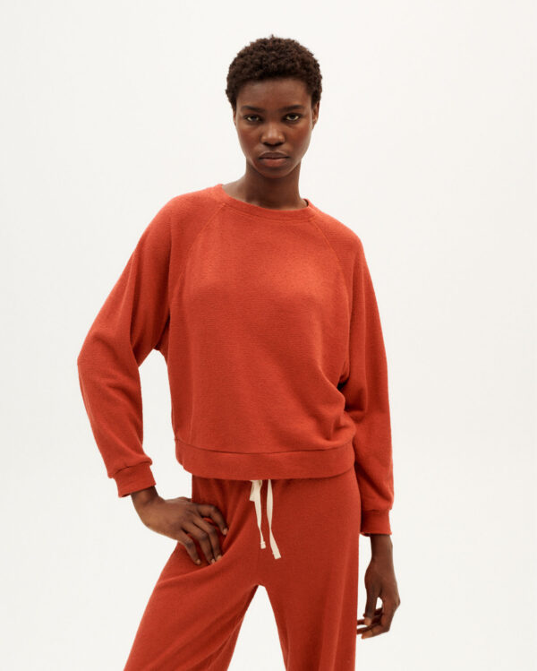 Thinking Mu Damen Sweatshirt Trash Fontana crimson orange